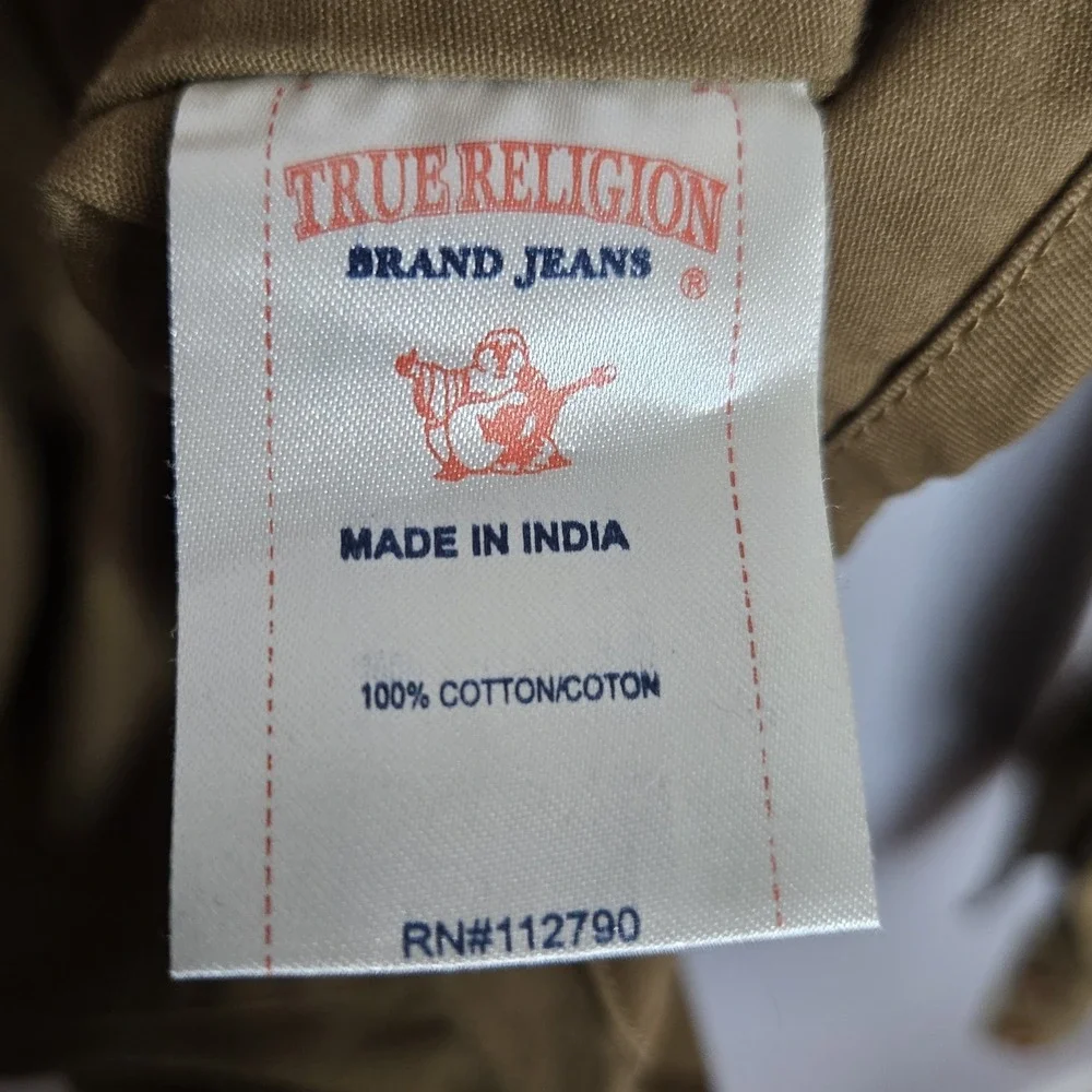 True Religion Big T Hooded Workwear Jacket Brown Canvas Utility Shacket 2XL Rare